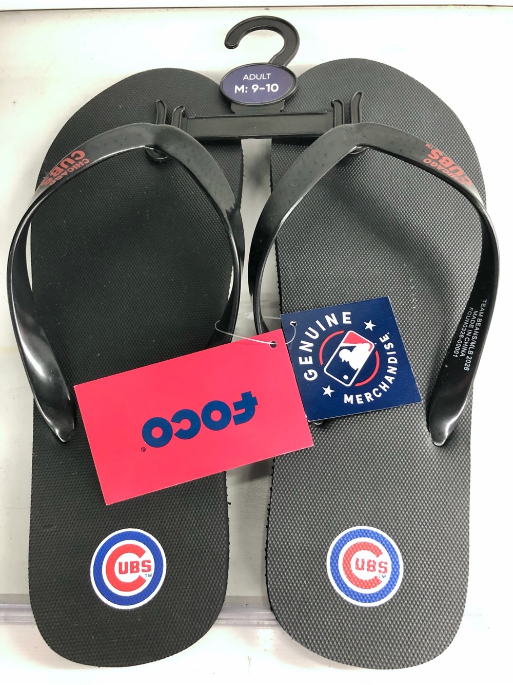 NEW Chicago Cubs MLB Sandals Flip Flops Black Large Men’s Unisex